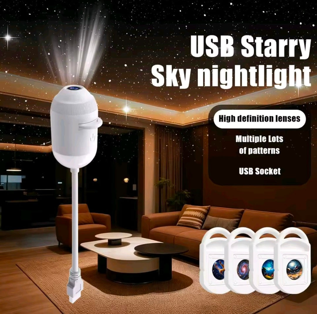 Galaxy Star Projector™ – USB 360° Rotating Night Light with Interchangeable Galaxy Slides
