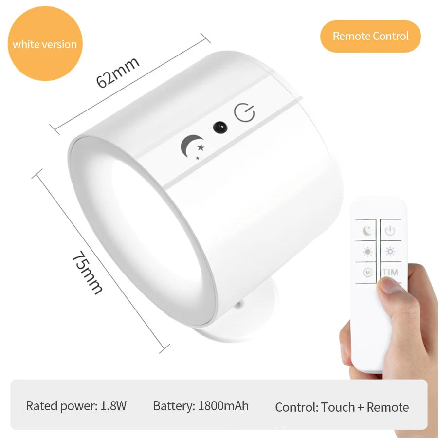 Velora Aura™ Wireless LED Wall Sconce – 360° Rotatable, Rechargeable & Dimmable