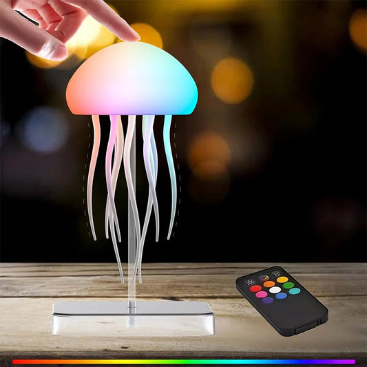 LED Jellyfish Lamp with 9 Tentacles 2 Working Modes Ultra Long Battery Life Colour Gradient Light Effects with Remote Control