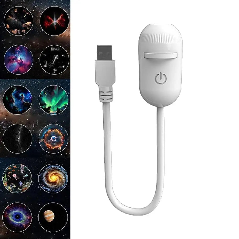 Galaxy Star Projector™ – USB 360° Rotating Night Light with Interchangeable Galaxy Slides