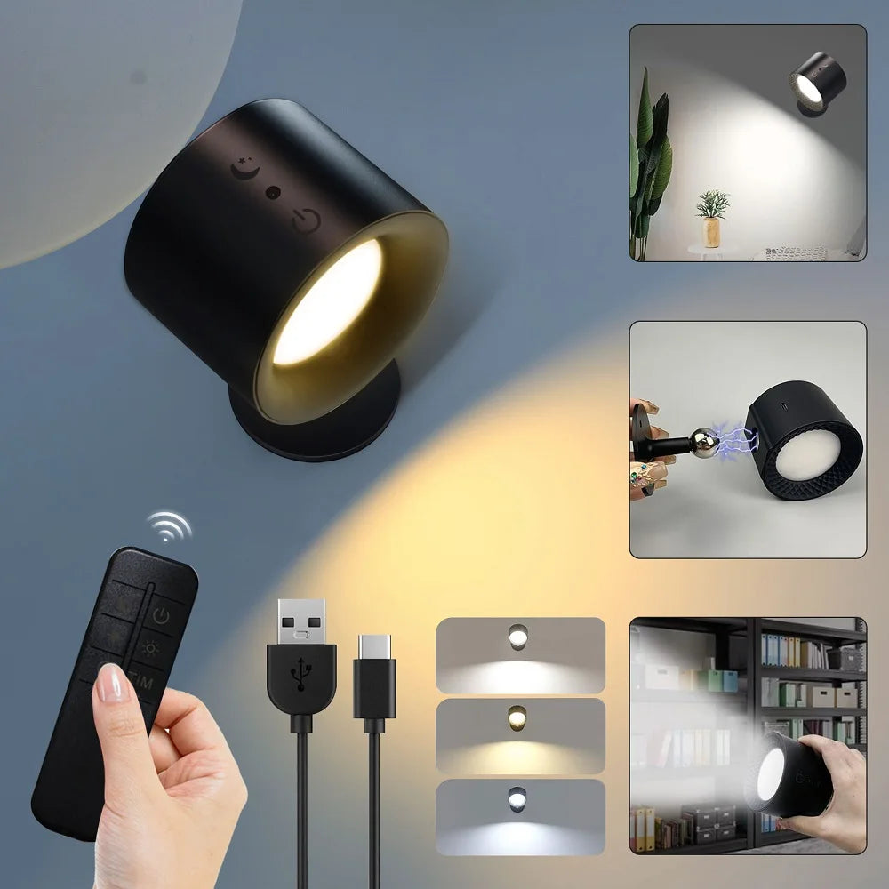 Velora Aura™ Wireless LED Wall Sconce – 360° Rotatable, Rechargeable & Dimmable