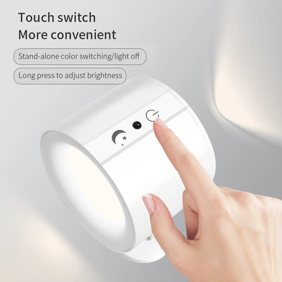 Velora Aura™ Wireless LED Wall Sconce – 360° Rotatable, Rechargeable & Dimmable