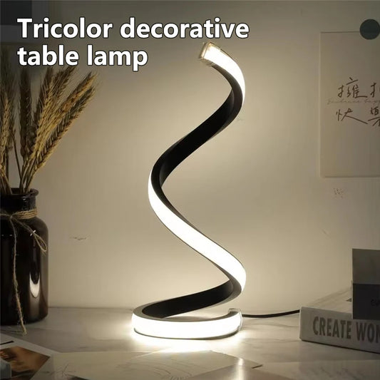 Spiral LED Table Lamp – 3-Color Dimmable Night Light