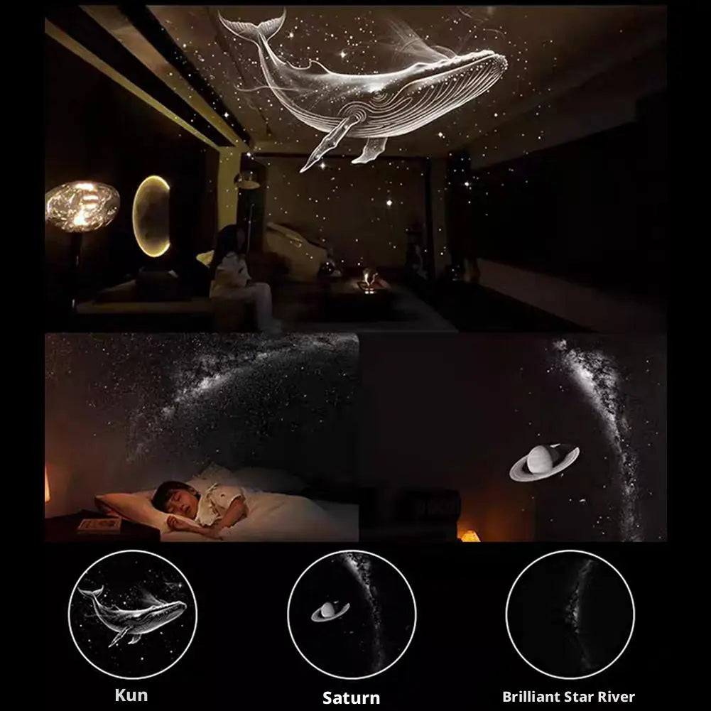 Galaxy Star Projector™ – USB 360° Rotating Night Light with Interchangeable Galaxy Slides