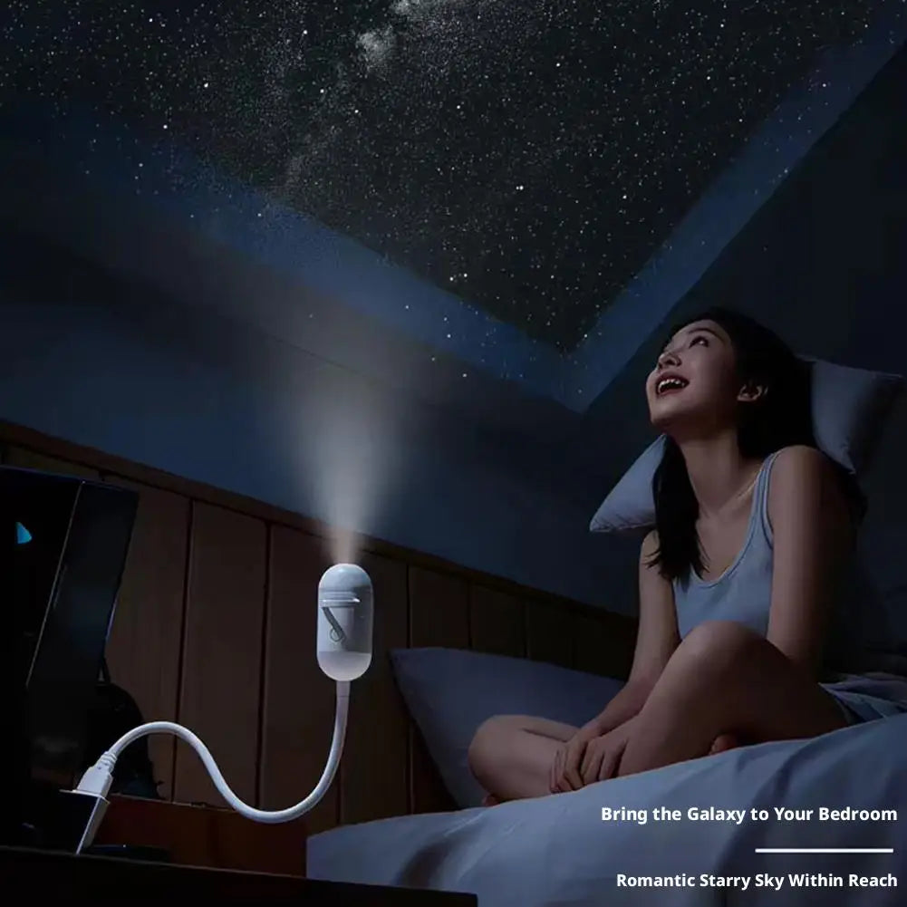 Galaxy Star Projector™ – USB 360° Rotating Night Light with Interchangeable Galaxy Slides