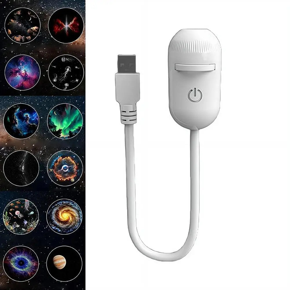 Galaxy Star Projector™ – USB 360° Rotating Night Light with Interchangeable Galaxy Slides