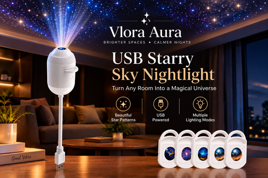 Galaxy Star Projector™ – USB 360° Rotating Night Light with Interchangeable Galaxy Slides